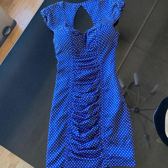 GUESS Mary Stella Polka Dot Blue & White Dress - Picture 3 of 7